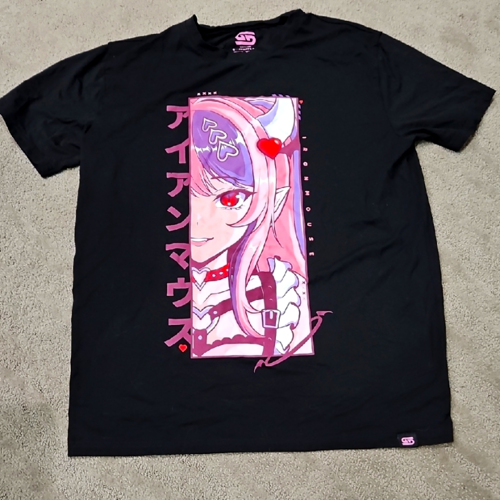Black T-Shirt with Anime Graphic Otaku Gamer Girl